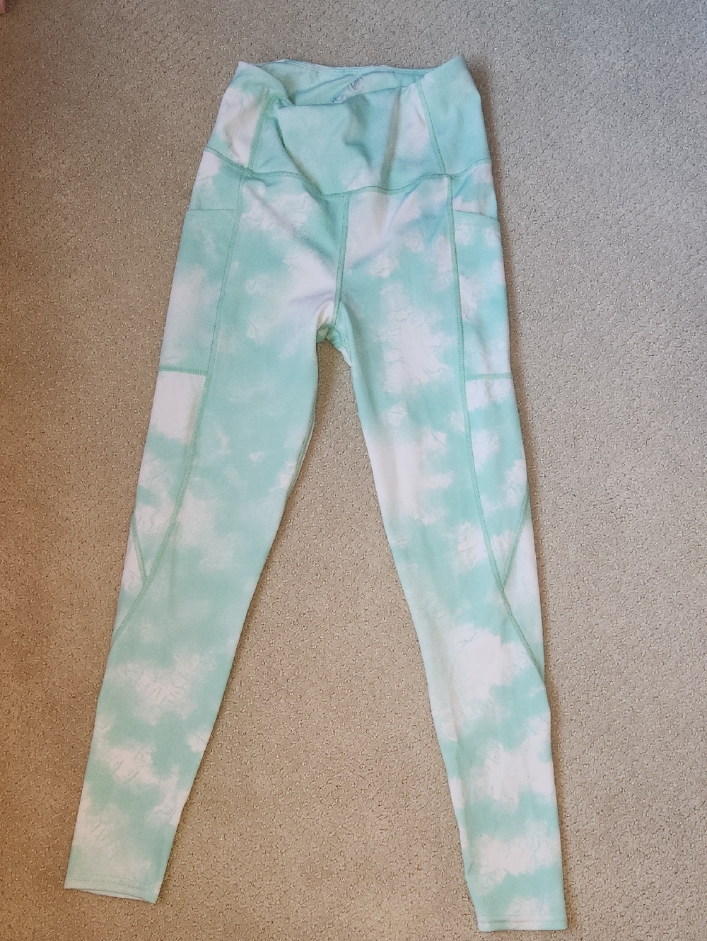 Body Glove Mint and White Tie-Dye High-Waist Leggings S
